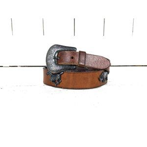 Vintage Chicos brown leather African Safari animal belt